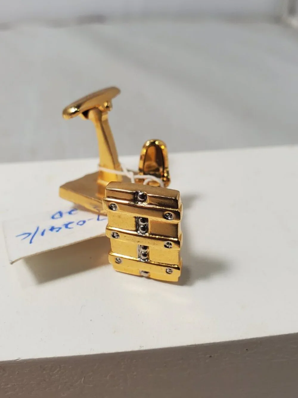 Vintage Gold-Tone Rhinestone 3-Piece Cufflinks and Tie Clip Set